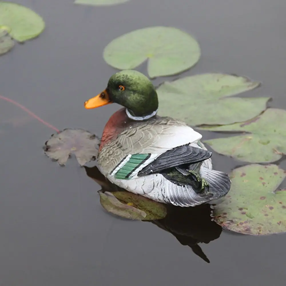 Realistic Artificial Mandarin Duck Statue Floating Not Fade Swan Statues Weatherproof Resin Cute Floating Duck Statue Home Decor