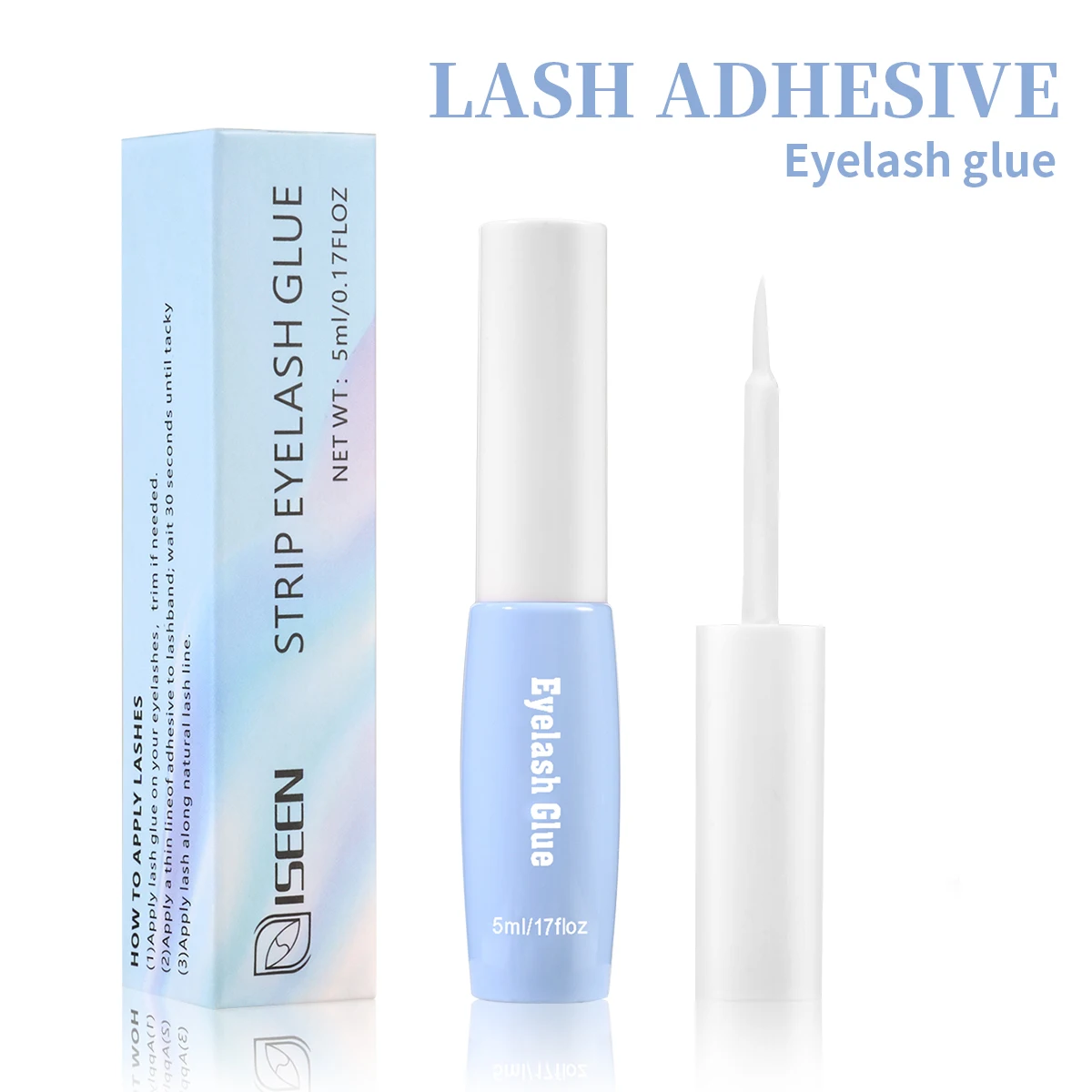 Tira adhesiva para pestañas, adhesivo para pestañas de sujeción fuerte, resistente al agua, pegamento para pestañas de larga duración de 48 horas, sin látex, hipoalergénico (paquete de 5)