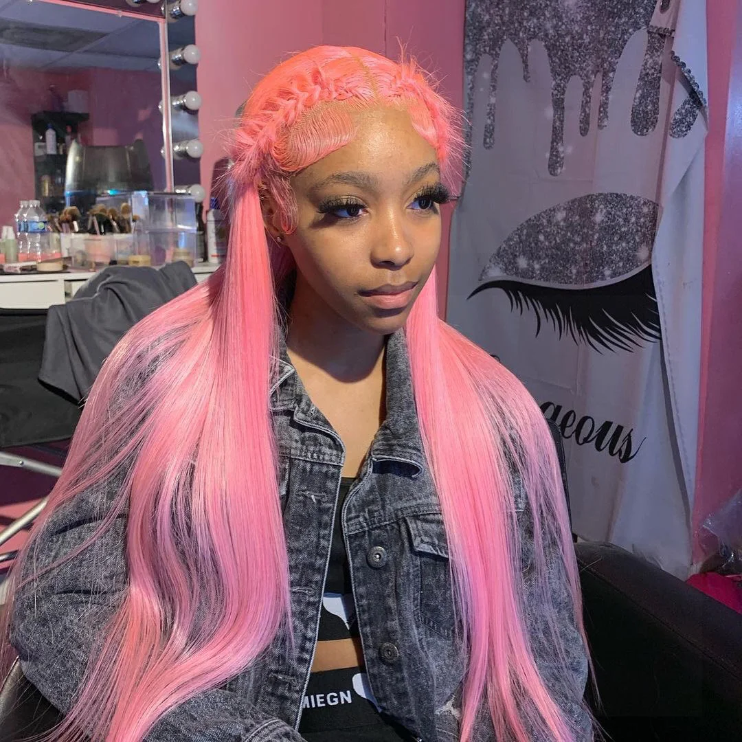 

30 38 Inch Colored Pink Bone Straight Wigs 13x6 Hd Lace Frontal Wig High Density Lace Front Wig Brazilian Human Hair For Women