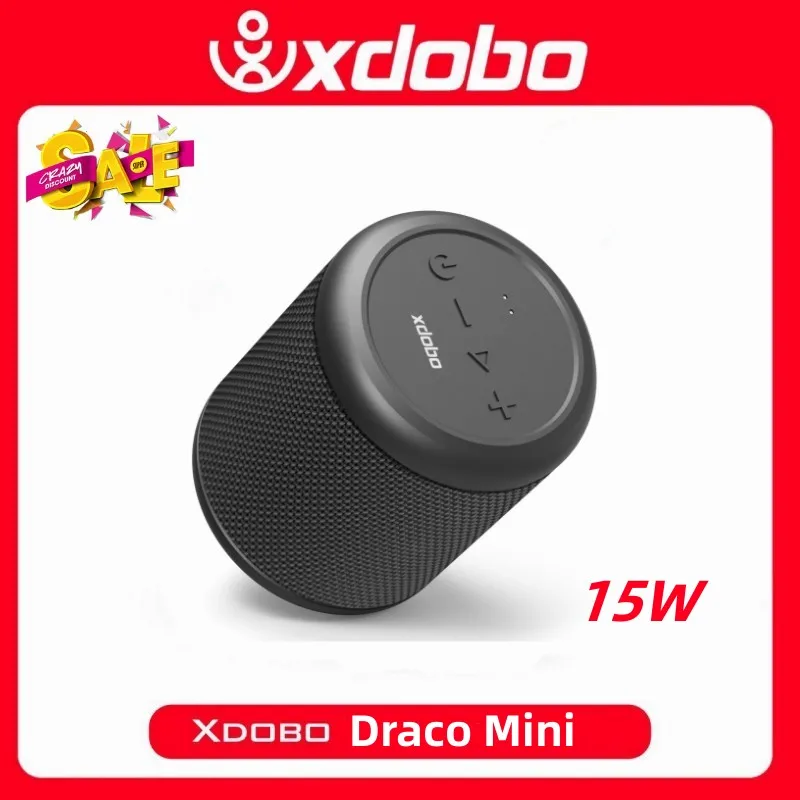 

XDOBO Portable 15W Draco Mini Wireless Bluetooth TWS Speaker Waterproof IPX6 with Voice Assistant Type-c USB Port 12H Playing