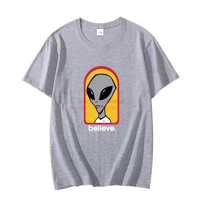 Cotton T-shirt Alien Workshop Believe Speed Way Oversized t-shirt Tees Tops Harajuku graphic t shirts Summer t shirt for men