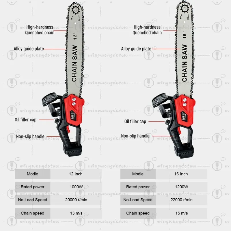 12Inch 16Inch Brushless Cordless Electric Chain Saw Rechargeable Wood Cutting Saw Fit 21V Battery Without Battery