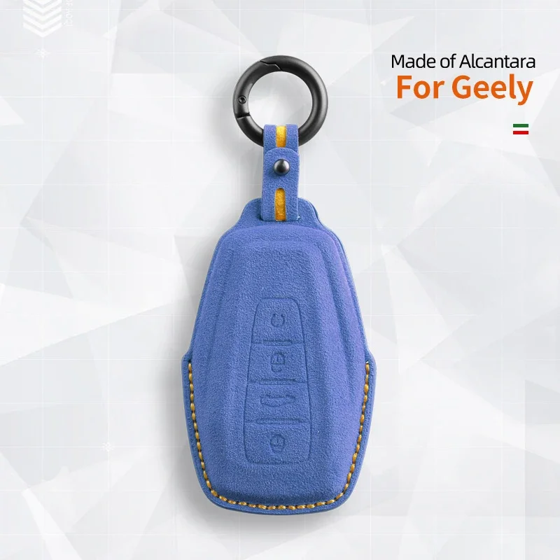 

For Geely Emgrand X7 EX7 Coolray Car Key Case Accessories Keychain Suede Cover Shell Remote Protector 2020 2019 2023 2024 2022