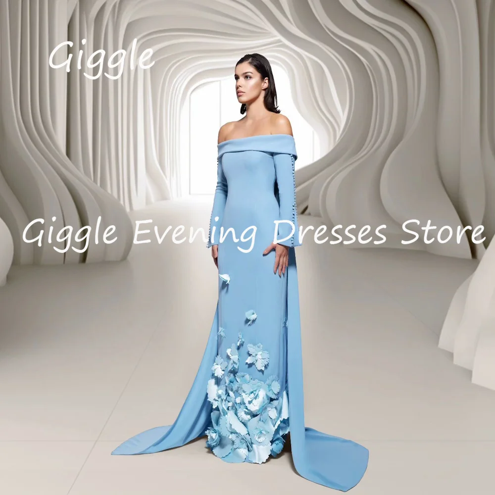 Giggle Satin Mermaid Off-the-shoulder Formal Elegant Prom Gown Floor Length luxury Evening Pretty Party Dresses for Women 2024