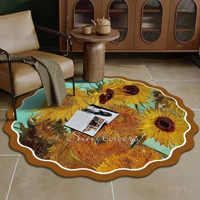 

Pastoral style round diatom mud bathroom absorbs water and dries quickly, easy to clean carpet