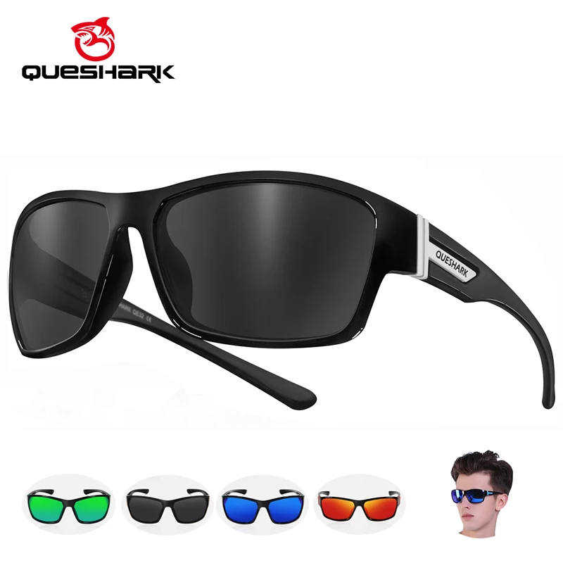 QUESHARK brillante/mate cuadrado TR90 marco HD gafas de ciclismo polarizadas UV400 gafas deportivas senderismo pesca Ridng gafas de sol