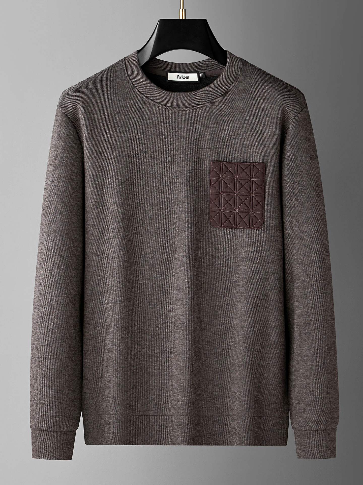 Fall/Winter fashion luxury casual style thick and warm soft acetate wool tweed men's fitted round-neck long-sleeve hoodie