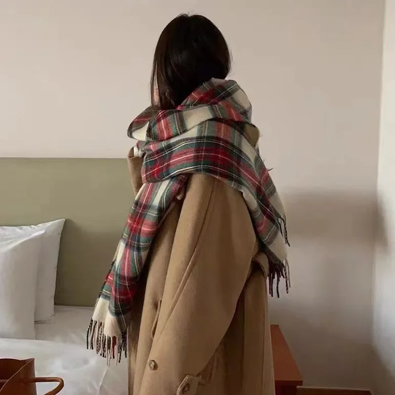 INS autunno inverno coreano Plaid spessa sciarpa calda Su Da scialle nuovo stile per studenti imita l'atmosfera scozzese in Cashmere che scorre