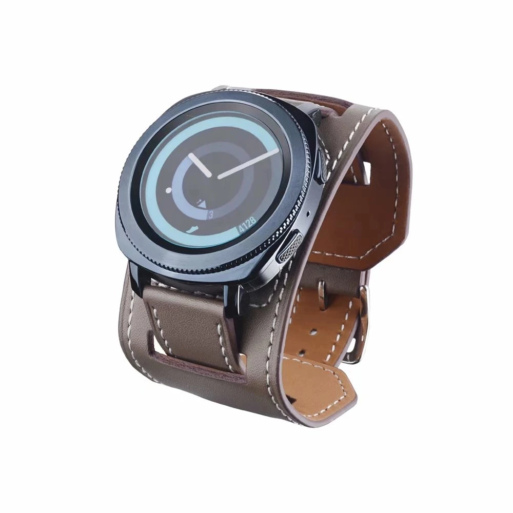 20mm 22mm Leather Band for Samsung Galaxy Watch 4 Classic 46mm 42mm/Active 2 Band for Samsung Gear Sport S3/2 Cuff Bracelet Belt