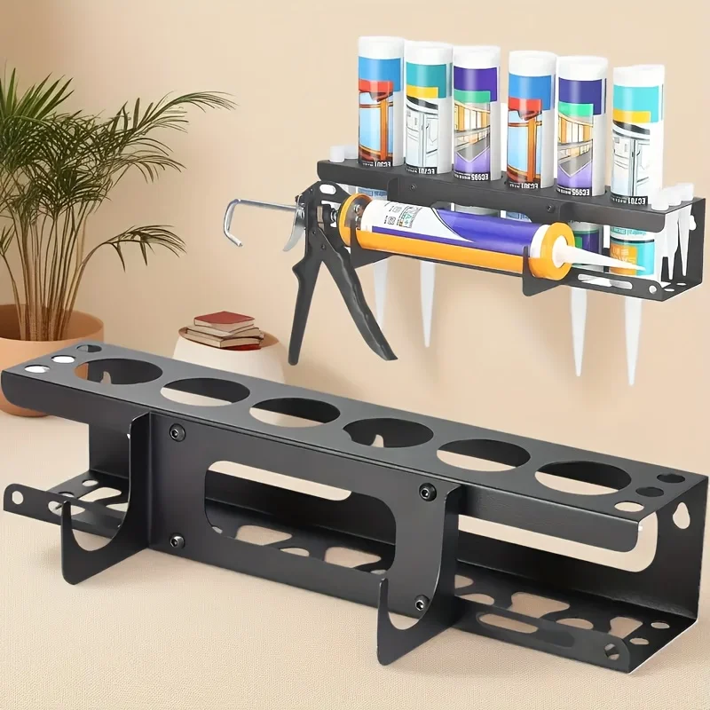 New Caulk Tube Holder Metal Grease Tube Rack Wall Mounted Sealant Organizer Hand Caulking Tube Rack Caulking Tool Organizer