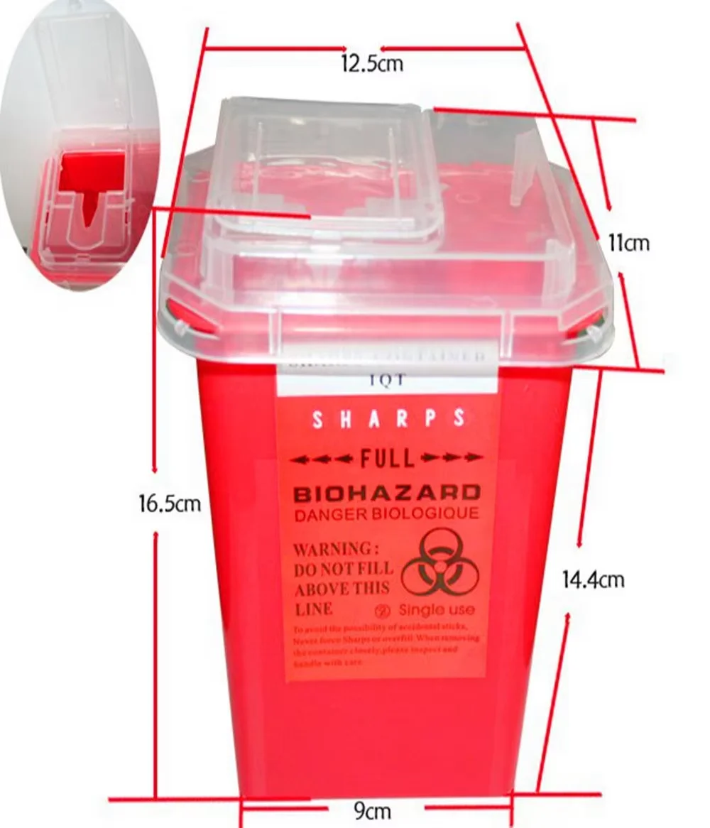 1L Plastic Capacity Sharps Container Tattoo Waste Needles Bin Biohazard Tattoo Piercing Needles Disposal Collect Waste Box