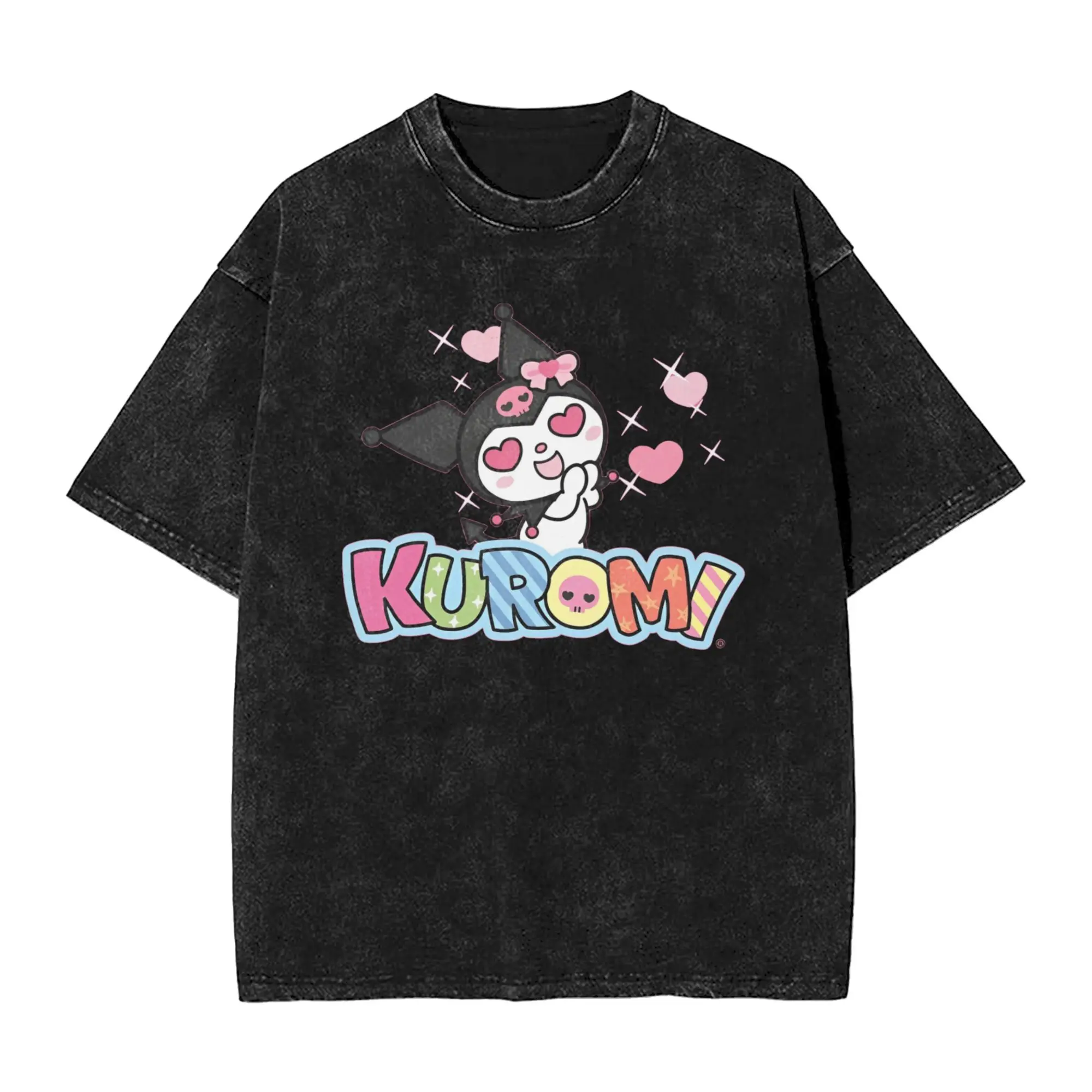 

Kuromi Washed T Shirt Man Love Aesthetic Cotton T-Shirts Beach Comfortable Hip Hop Tees Custom DIY Oversized Tops