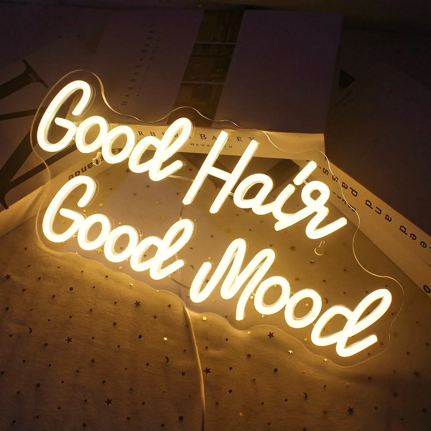 Good Hair Good Mood Neon Signs, USB Powered Dimmable Switches, Commercial Barber Shop Hair Salon