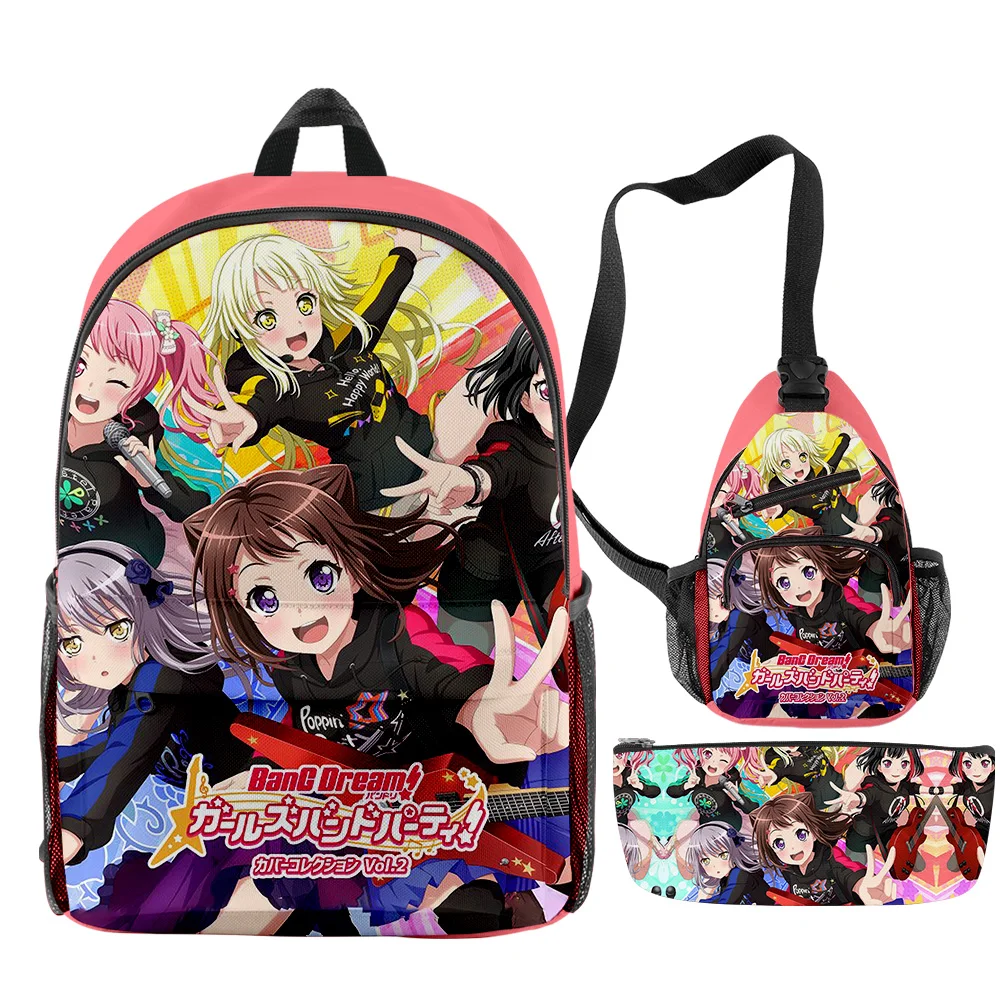 

Classic Fashion BanG Dream Music Game 3D Print 3pcs/Set pupil School Bags Trendy Travel Laptop Backpack Chest Bag Pencil Case