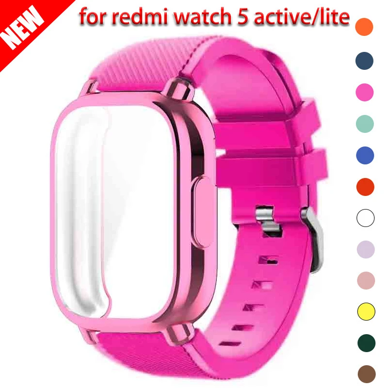 Capa + pulseira de silicone para redmi watch 5 active/lite tpu protetor de tela capa para redmi watch 5 active band esportes pulseira macia