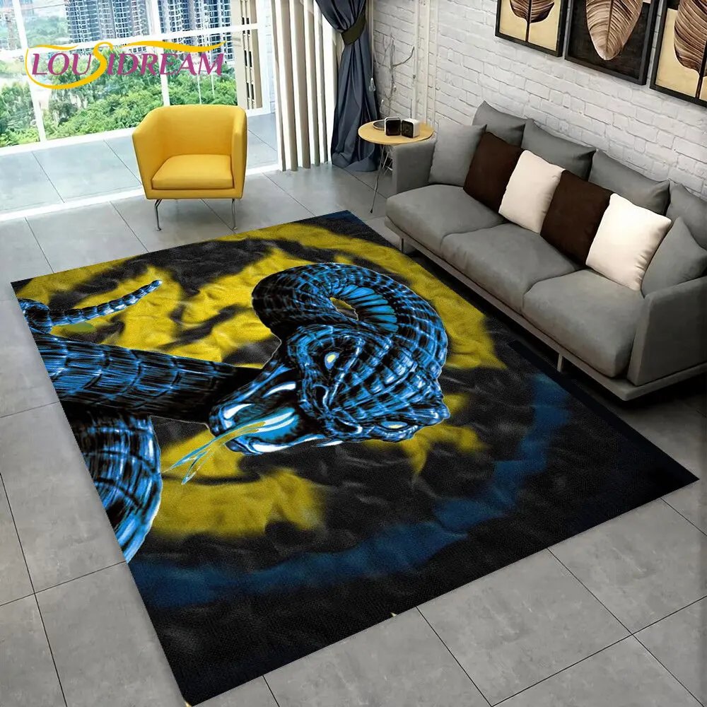 3D Gothic Horrible Snake Serpent Area Rug,Carpet for Home Living Room Bedroom Sofa Doormat Kitchen Decor,kids Non-slip Floor Mat