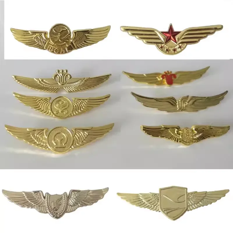 Pilot Flight Officer Wings Badge Navigation Airlines Civil Aviation Metal Badge Brooch Pins Medal of Challenge Coins