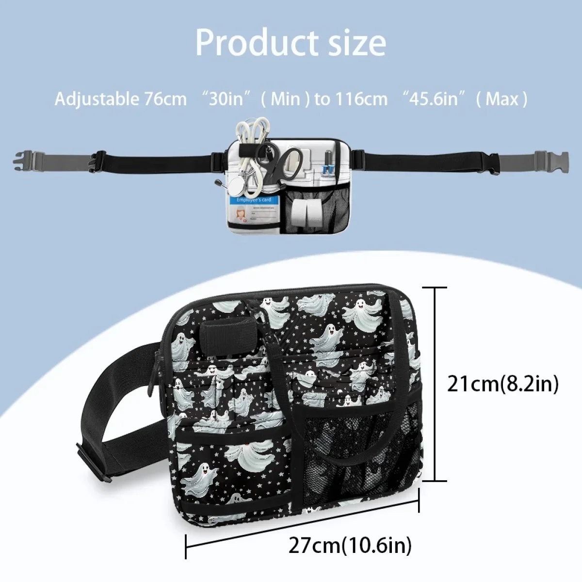 Ghost Fanny Pack Outdoor Portable Adjust Care Waistpack Custom Design Zipper Organizer Zipper Crossbody Bags for Women Halloween