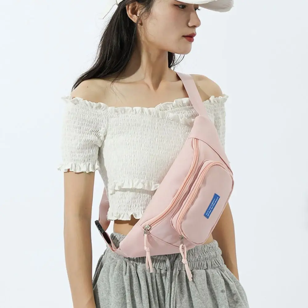 Marsupi semplici Borsa a tracolla in tinta unita Borsa a tracolla Borsa a mezzaluna Borsa a banana Marsupio da corsa in stile coreano di grande capacità da uomo