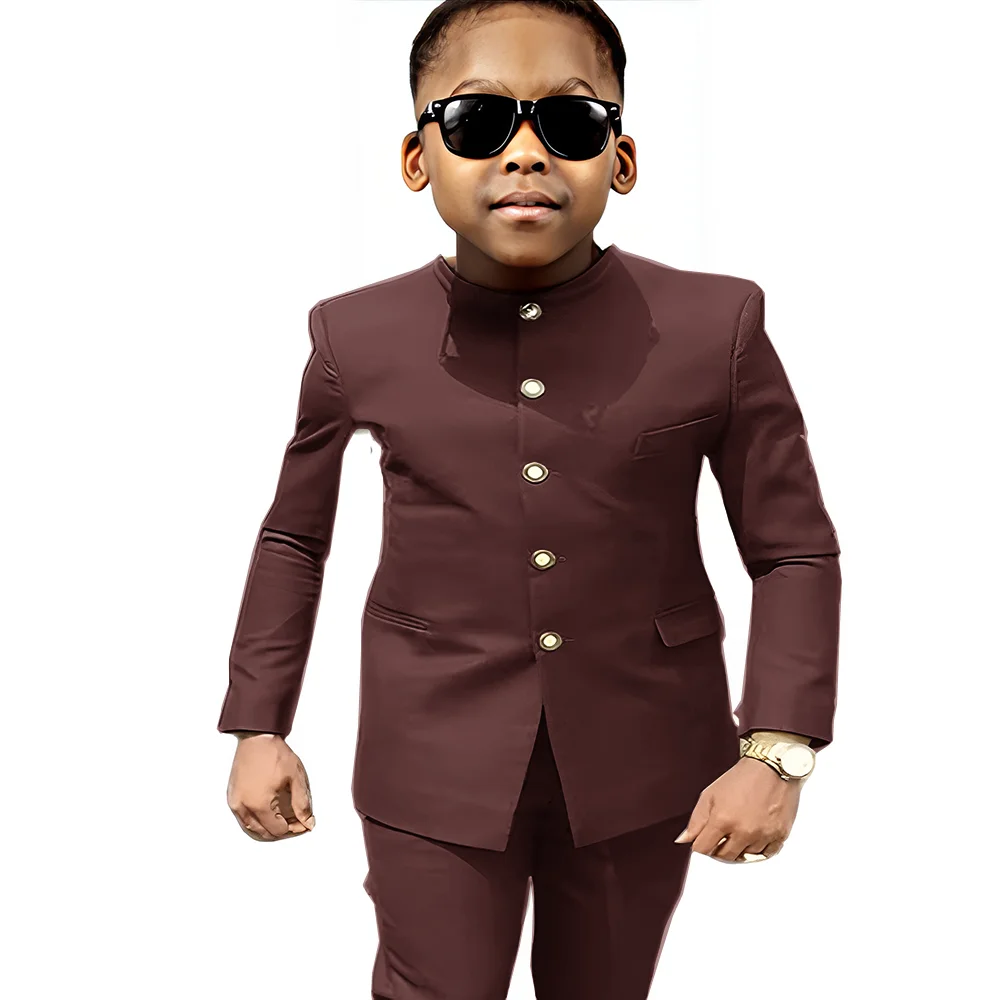 Elegant Black Boy Tuxedos 2 Piece Custom Made Boy Suit Kids Wedding Blazer Party Formal Jacket Pants 2-16 Years Old Outfit
