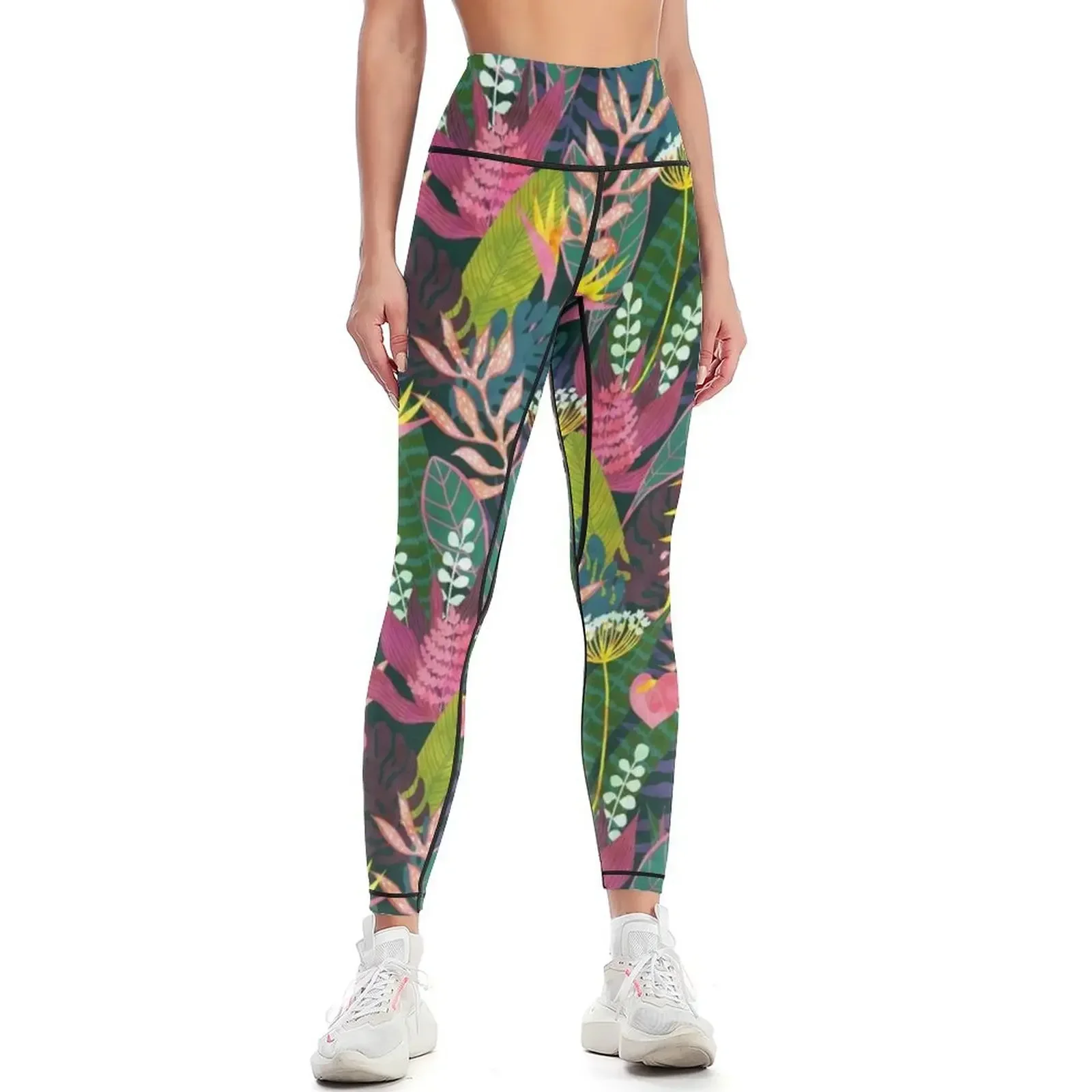 

tropical leaves Leggings gym womans Fitness's gym clothes Sports pants woman gym's sportswear Womens Leggings