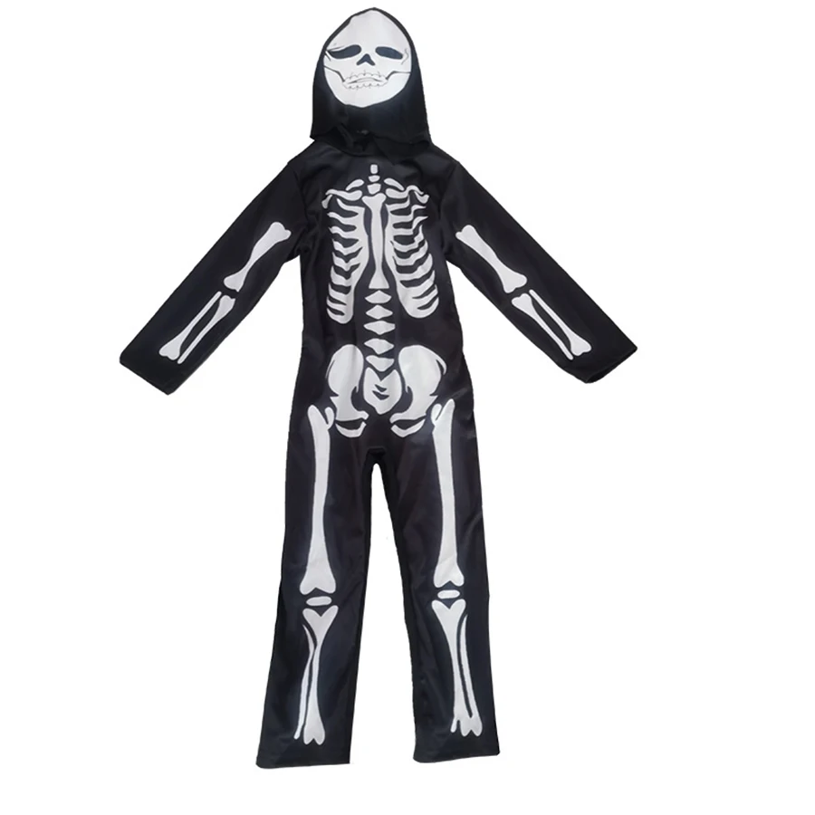 เด็กเครื่องแต่งกายวันฮาโลวีน Skeleton Skull Cosplay Jumpsuit Ghost กระดูกโครงกระดูกที่น่ากลัวเสื้อผ้าฮาโลวีน Carnival เครื่องแต่งกายสำหรับเด็ก