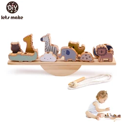 Baby Wooden Balance Board Threading Toys Cartoon Animal Stacking Blocks Cognition Development Montessori Educational Baby Toy