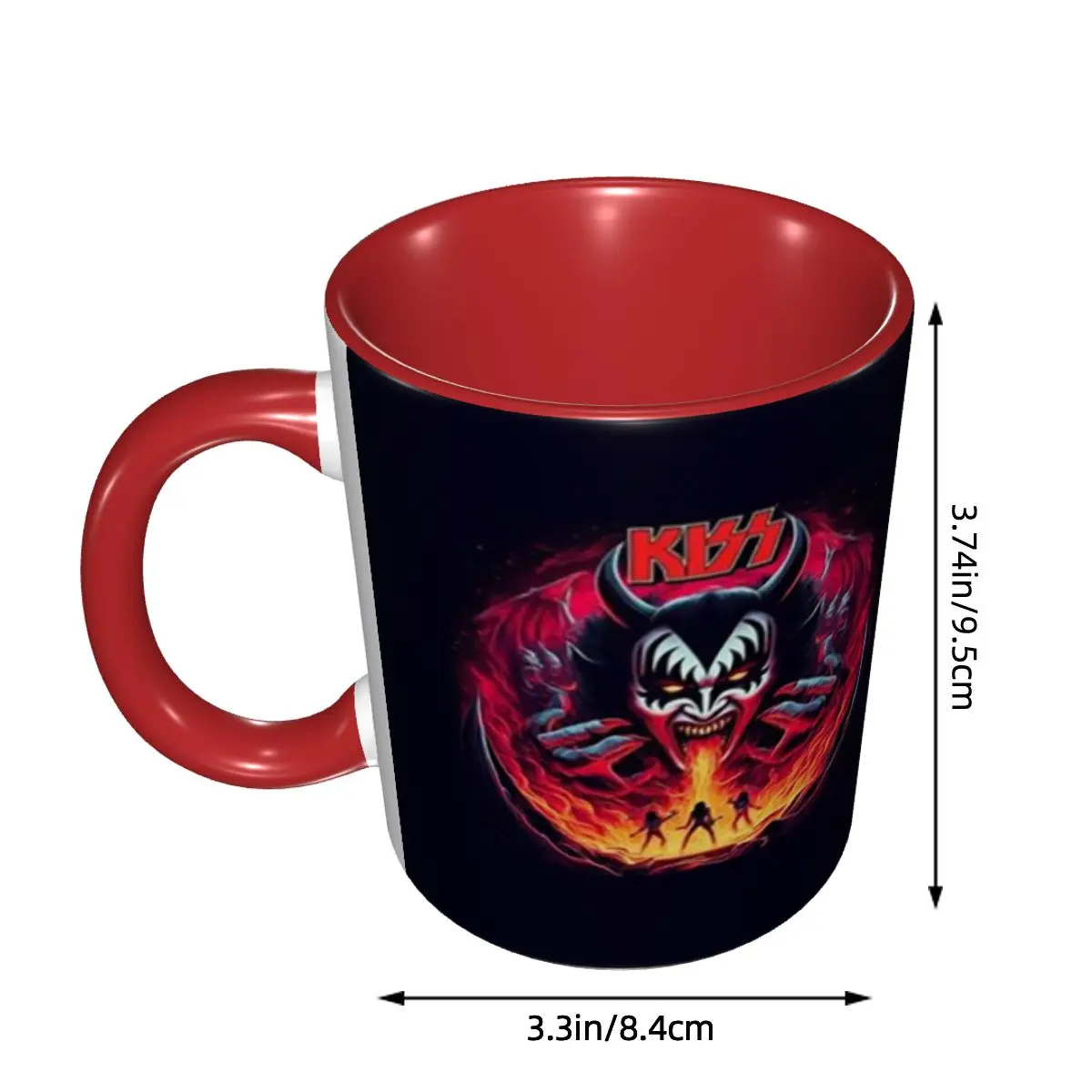 KISS The Band Demon Red Rock Music Mug Funny Ceramic Coffee Cups Tea Mugs Milk Cup Drinkware Gifts for Woman Man