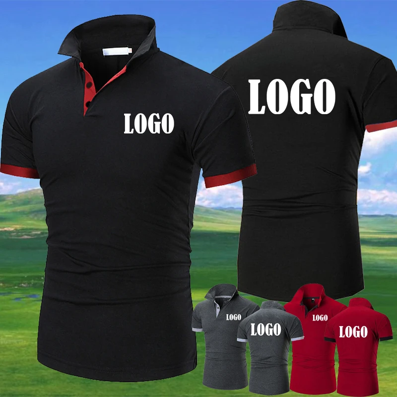 Customized New Fashion Polo Shirt Men\'s Summer Slim Fit Solid Color Button Breathable Polos Casual Men Clothing