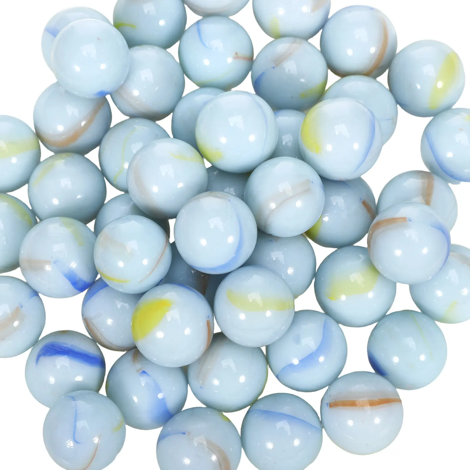 50Pcs 16Mm Glass Marbles Milk White Patterned Fashion-Forward Craft Beads Lightweight Comfortable Use for DIY Jewelry Kids Play