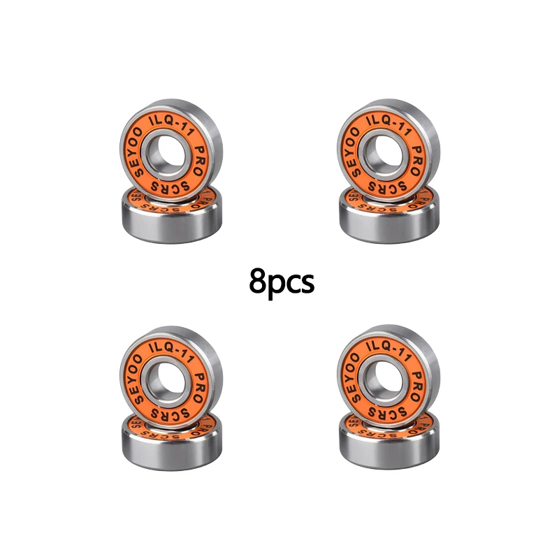 8 قطع من محامل ILQ-11 عالية السرعة - ضوضاء منخفضة، فولاذ التنغستن، مناسبة لألواح التزلج، والألواح الطويلة، والزلاجات الدوارة والزلاجات الجليدية