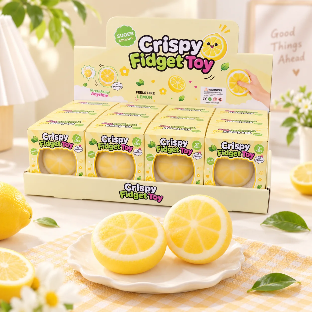 Cute Lemon Squishy Toy Crispy Shell Squeeze Fidget Toy Soft Stress Relief Sensory Toy Kawaii Desk Toy Party Favor Gift