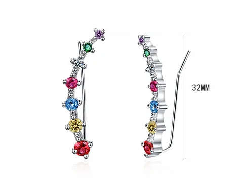 2023 New All Round Moissanite Earrings for Women 0.43ctw Climber Earrings Studs 925 Silver Certified Original Engagement Jewelry