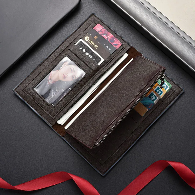 Simple Long Wallet Multi-layer Card Case Driving License Cover Soft PU Leather Lychee Grain Credit Card ID Holder Ultra-thin Bag