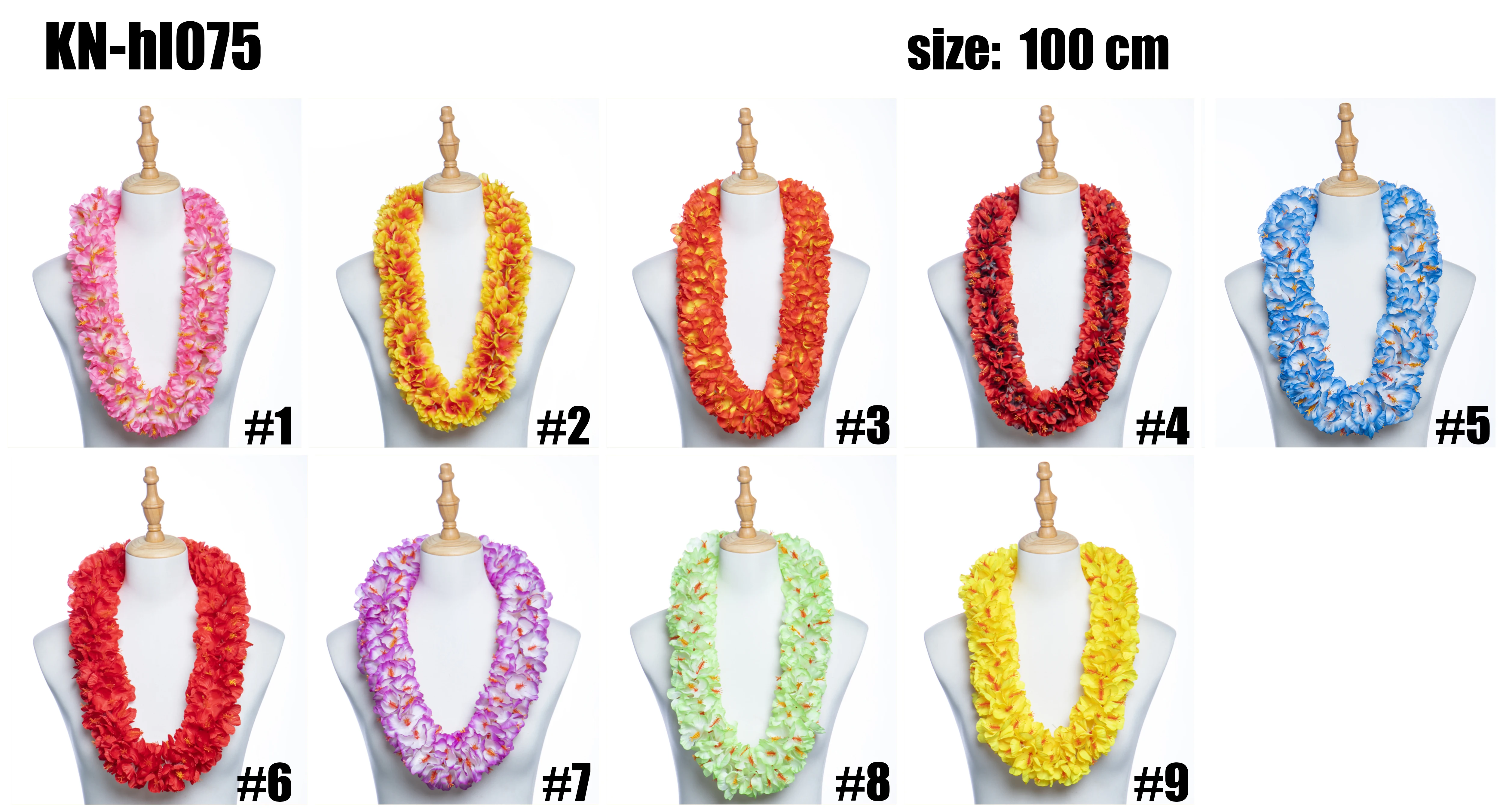 50PCS/lot 9 Colorful 100cm Silk Hibiscus Flowers Lei Hawaii Hula Dance Christmas and Easter Party Celebration Girl's wreath