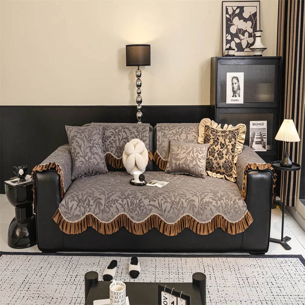 2026 New Autumn and Winter Thickened Light Luxury Non-slip Anti-cat Scratch Non-stick Wool Sofa Cushion Cover Back Towel