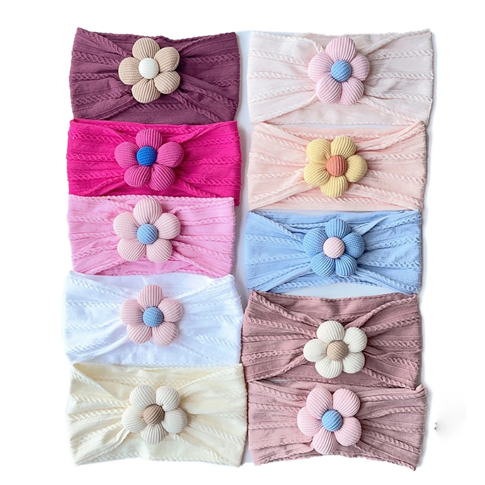 Big Flower Nylon Girl Hairband Elastic Soft Baby Headband For Children Turban Headwear For Newborn Baby Kids Hair Accessories