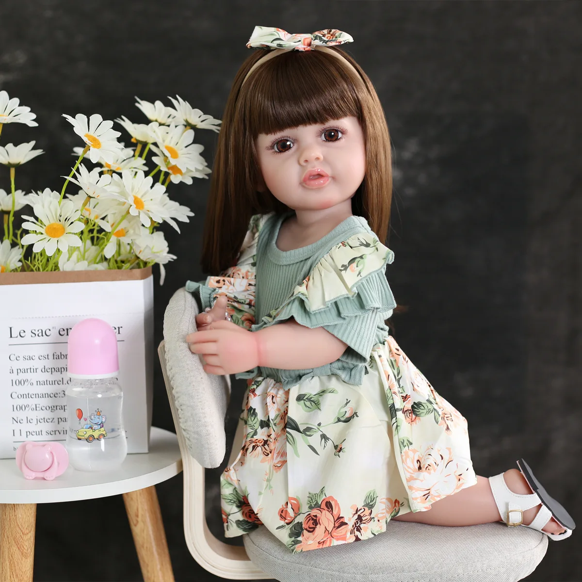 

Preemie Full Silicone Body Baby Reborn Doll Water Proof Bath Long Hair Doll Toy Christmas Gift Children's Day Realistic Princess