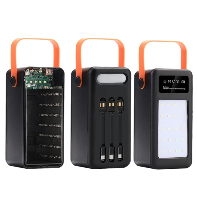 

1pc 35 Section 18650 Battery Charging Case Solderless Housing 22.5W 10W Charging Mobile Power Skin No Battery