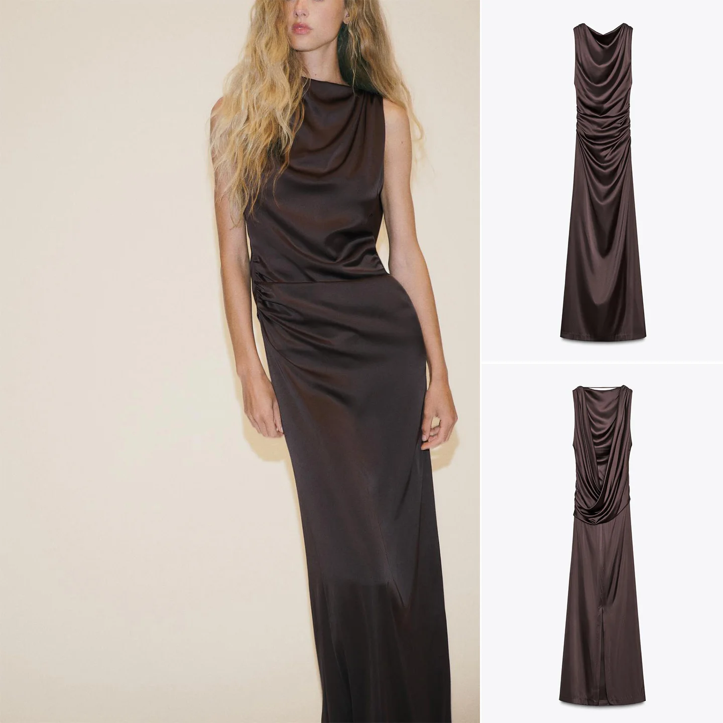 Autunno 2025 Nuovo lungo raso di seta Bal Svel collo alto Dr Casual X versione fibra di poliestere da donna Dr