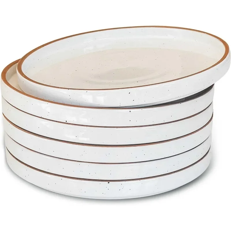 

Flat Plates Set of 6-8 in - The Dessert, Salad, Appetizer, Small Lunch, etc Plate. Microwave, Oven, and Dishwasher Safe