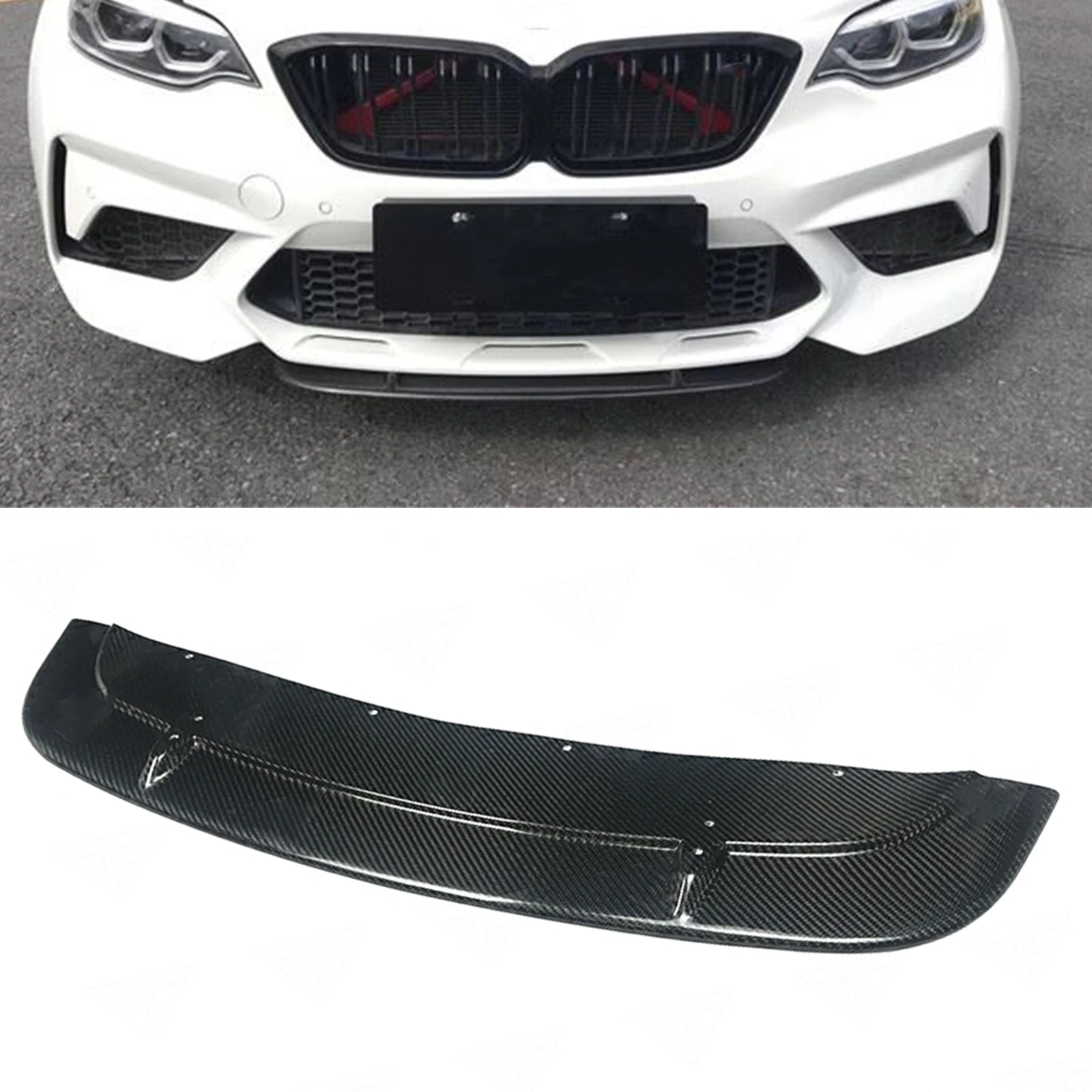

For BMW 2 Series F87 M2 2016-2021 ST Style Front Bumper Spoiler Lip Carbon Fiber Lower Center Splitter Blade Protector Cover Kit