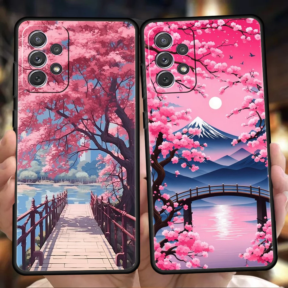 Pink Spring Cherry Blossoms Phone Case for Samsung Galaxy A17 A15 A13 A22 A23 A25 A32 A33 A35 A51 A53 A55 A72 5G SOFT TPU Shell