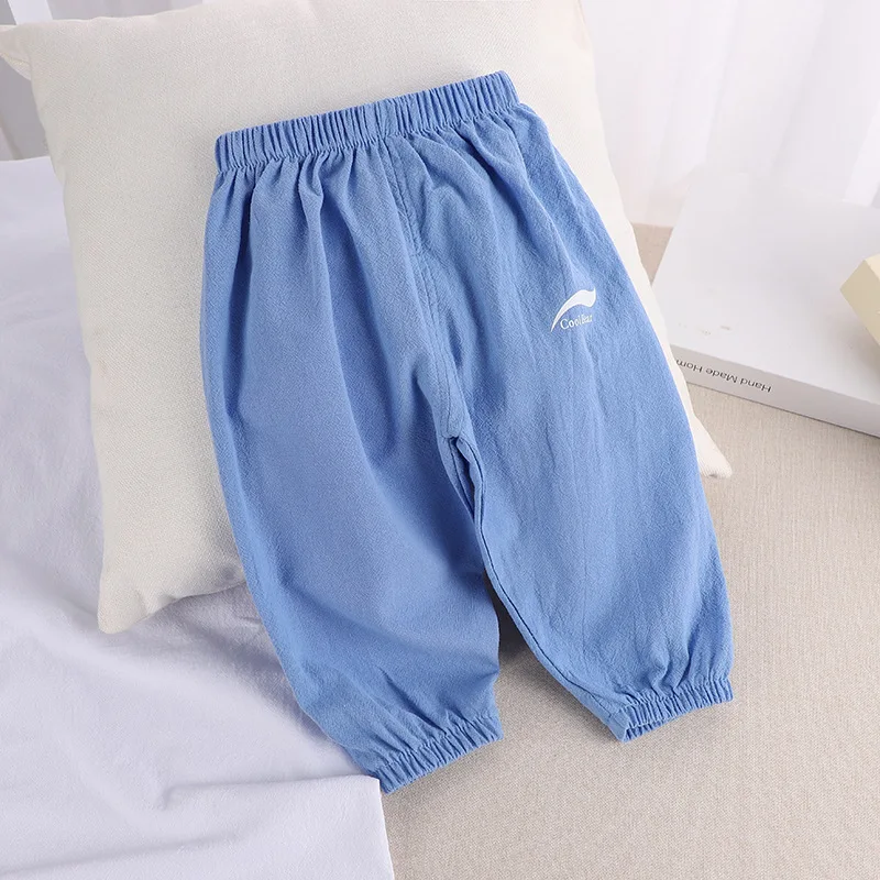 1 2 3 4 5  Years New Children\'s Anit-mosquito Pants Summer Baby Air Conditioning Bloomers Boys and Girls Cotton and Linen Pants