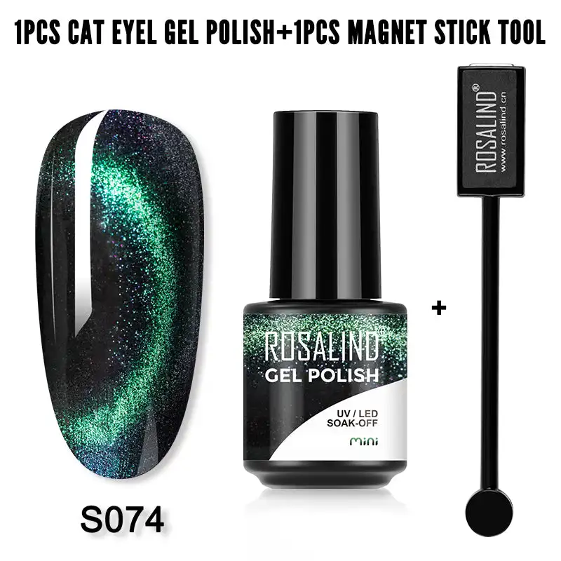 ROSALIND Crystal Cat Eye Nail Gel Polish With Magnet Varnish Hybrid Magnetic Nail Art Base Top Coat UV Nail Gel Semi-Permanent