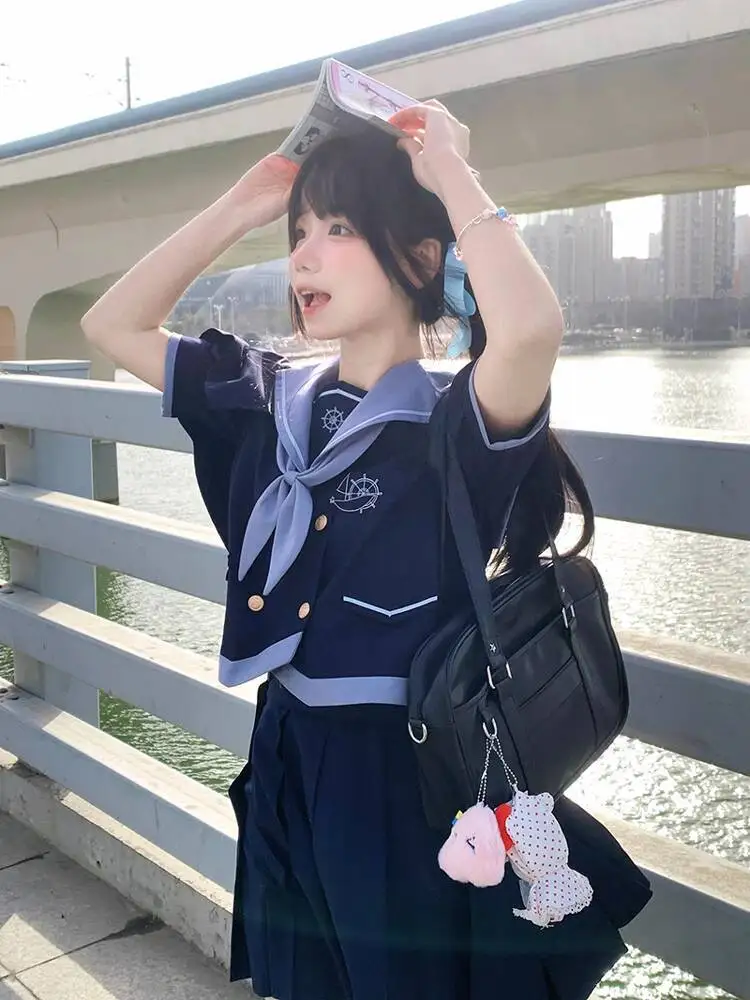 

New JK Sailor Uniform Genuine Basics Uniform Academic Atmosphere School Uniform Suit Japanese Style Sailor Outfit