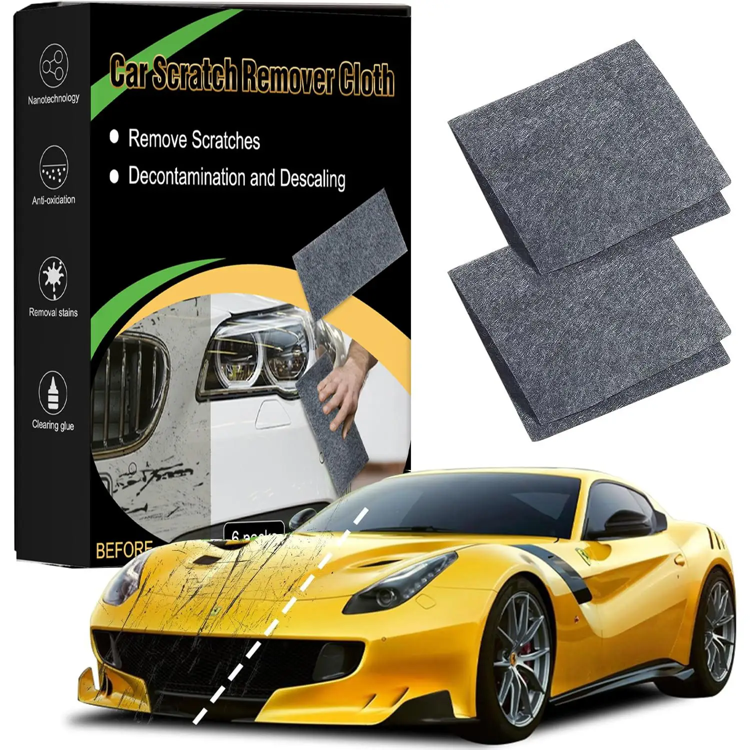 Car Scratch Repair Nano Cloth Sparkle Polishing Cloth Auto Paint Scratch Remover & Cleaning Tool