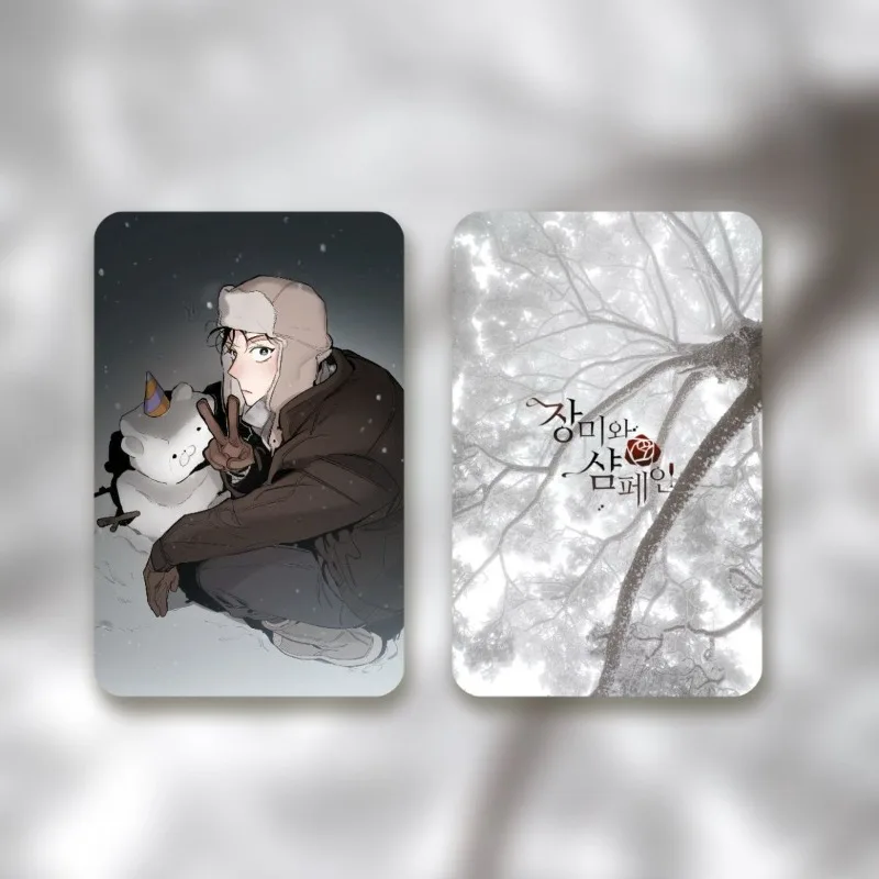 Rose and Champagne Anime Small Card 3inch Leewoon Bl Photo Cards Stickers Aesthetic Couples Friends Gift for Fans Diy Cosplay