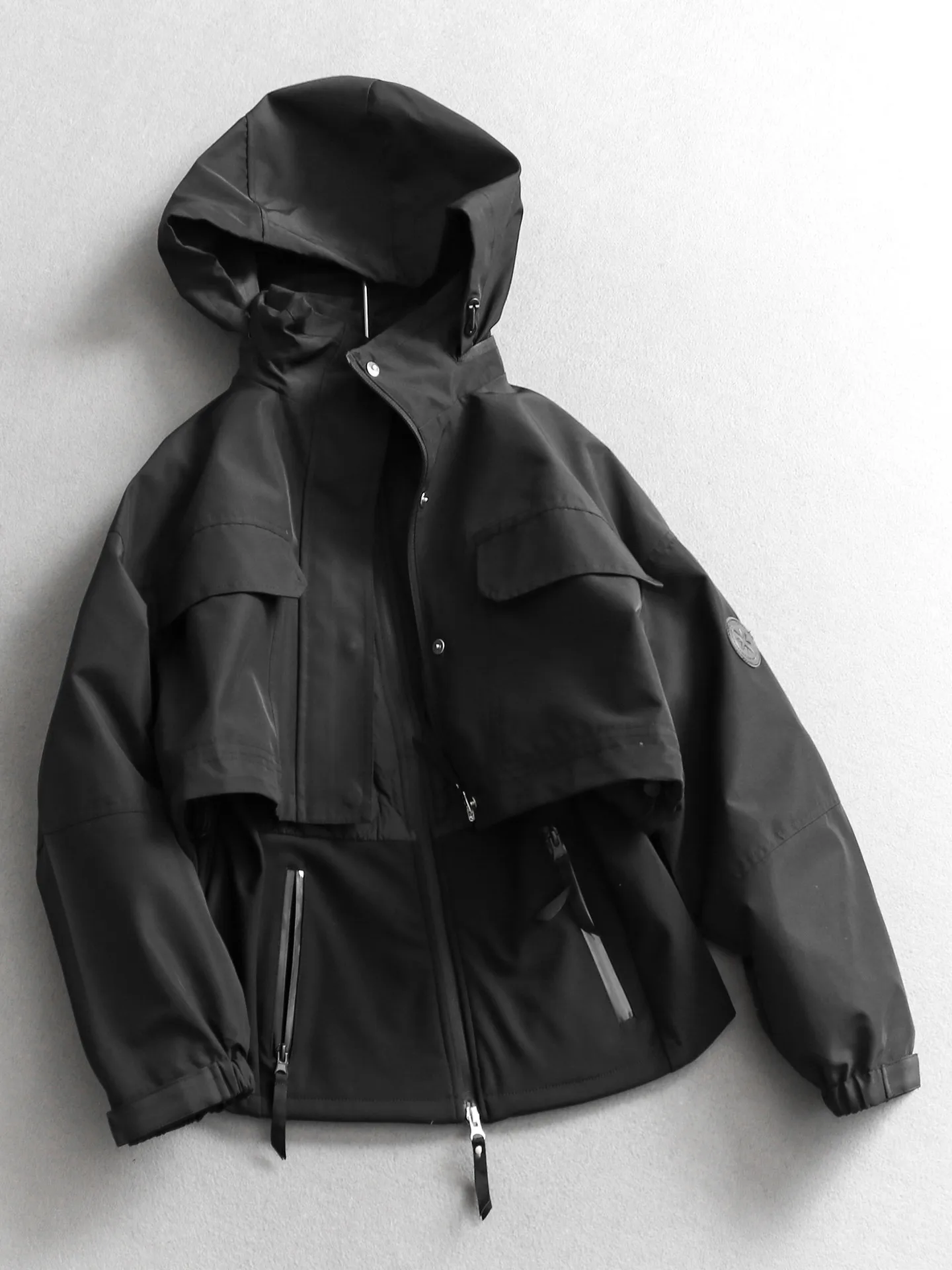 

Three-in-One Color Hooded Short down Jacket Stand Collar Splicing Thin Removable True Two-Piece Women's Puffer Q302
