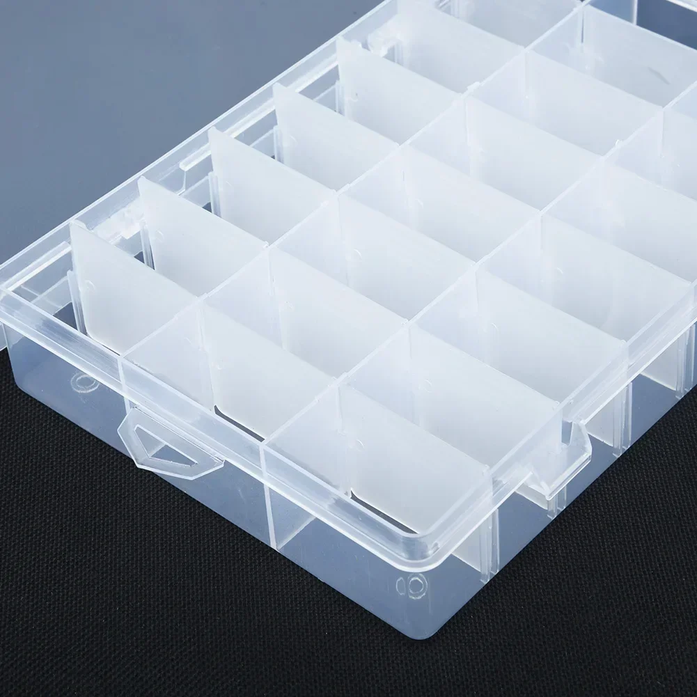 Caja organizadora de plástico con 10/15/24/36 rejillas, contenedor de almacenamiento, joyero con divisores ajustables para manualidades artísticas DIY